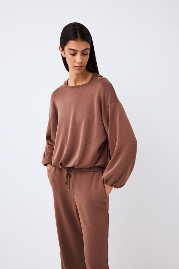 Pedro del Hierro Soft touch double sweatshirt Brown