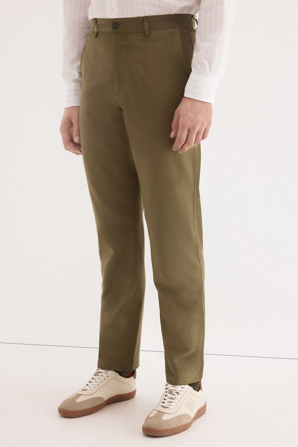 Pedro del Hierro Linen worker regular trousers Green