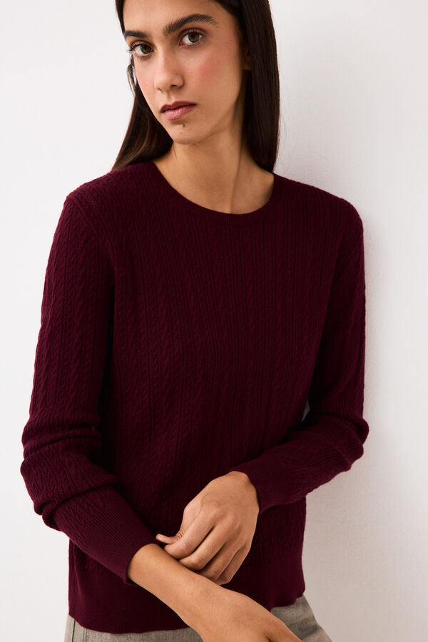 Pedro del Hierro Oversize mini cross-knit jumper Burgundy