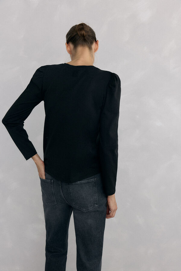 Pedro del Hierro Camiseta básica frunce Black