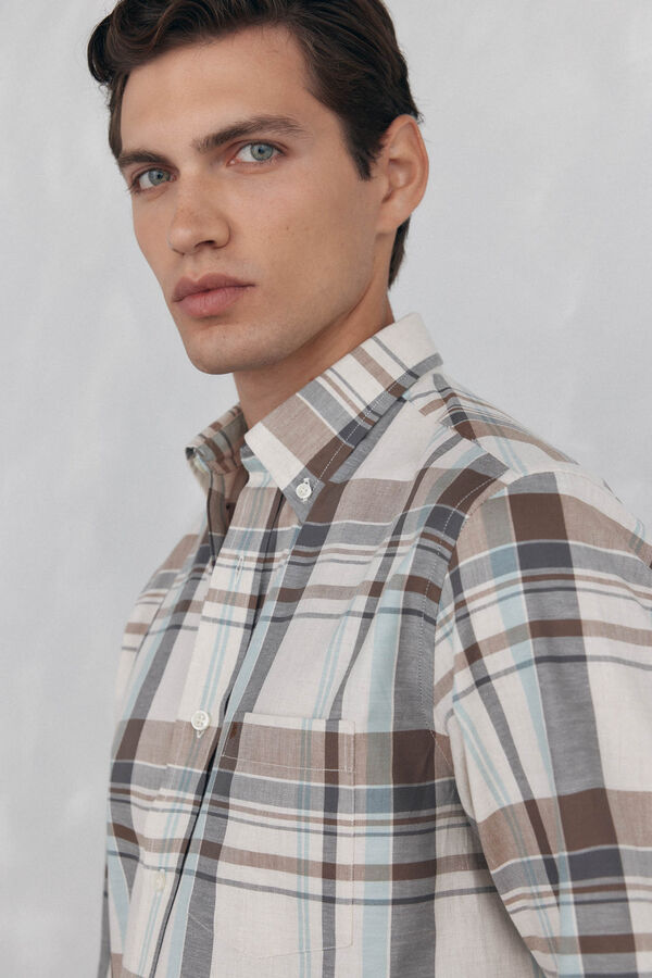 Pedro del Hierro Soft checkered twill Beige
