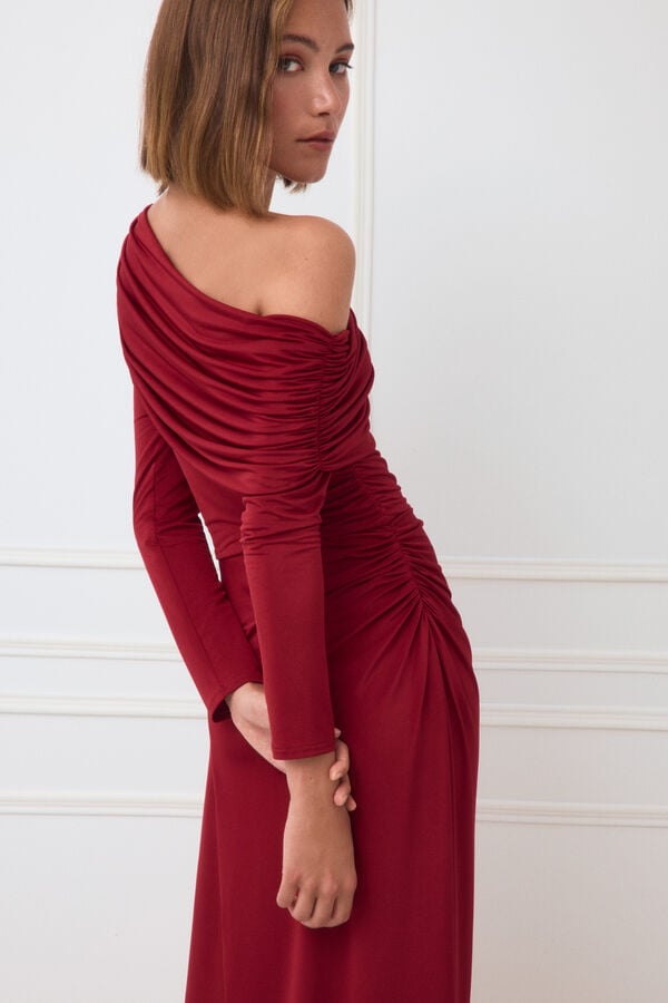 TFP by Tamara Falc&oacute; Draped asymmetric dress Red