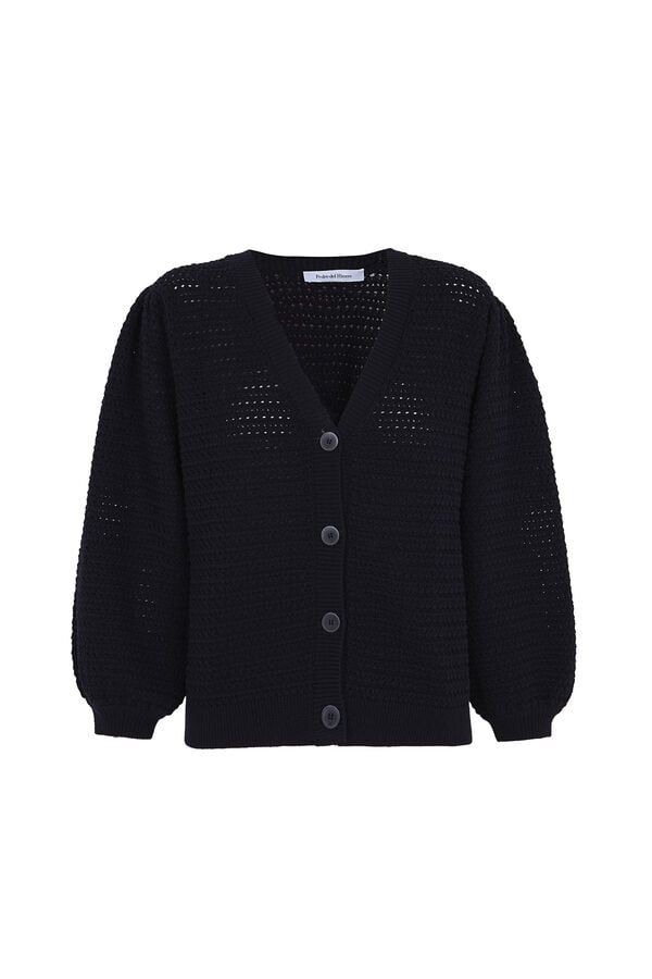Pedro del Hierro Openwork structure puffed sleeve jacket Blue