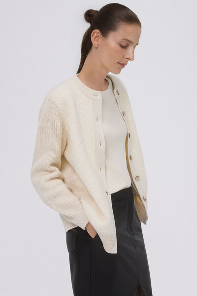 Pedro del Hierro Long boucle jersey-knit cardigan Beige