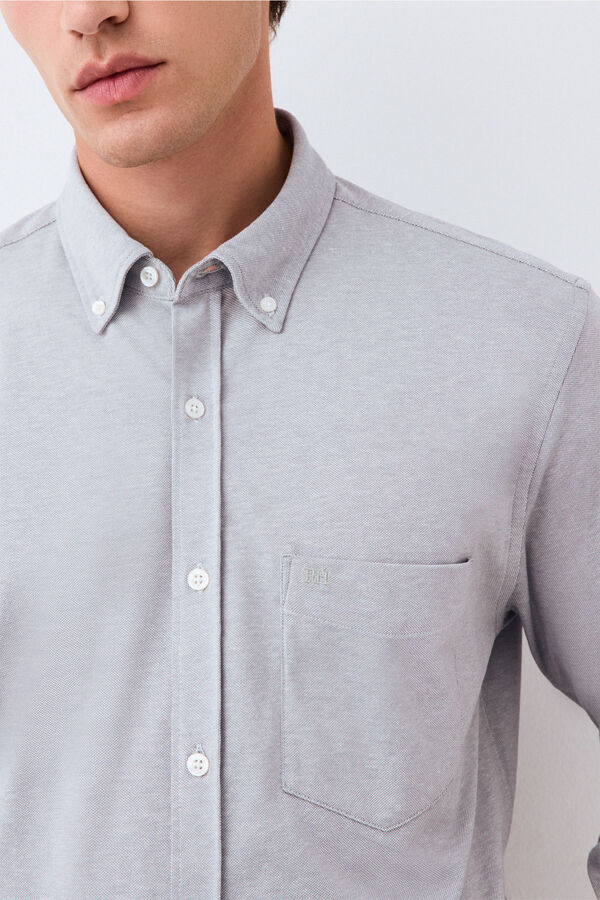 Pedro del Hierro Plain jersey-knit shirt Grey