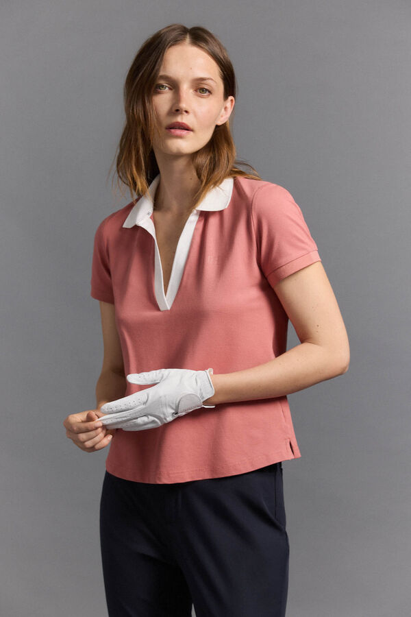 Pedro del Hierro Short sleeve technical golf polo Burgundy