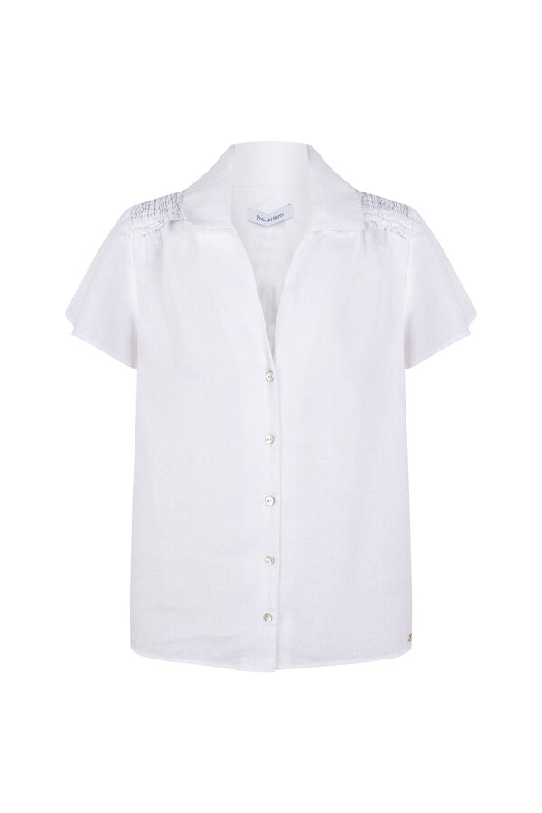 Pedro del Hierro Blusa lino manga corta Blanco