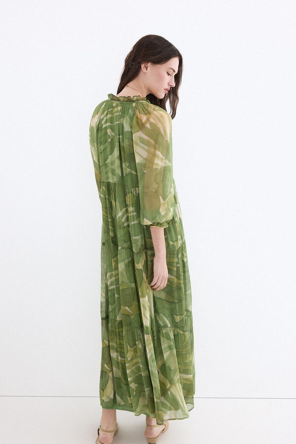 Pedro del Hierro Romantic long printed dress Green