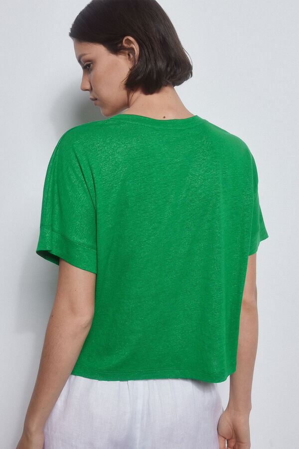 Pedro del Hierro Camiseta Lurex manga cotovelo Verde
