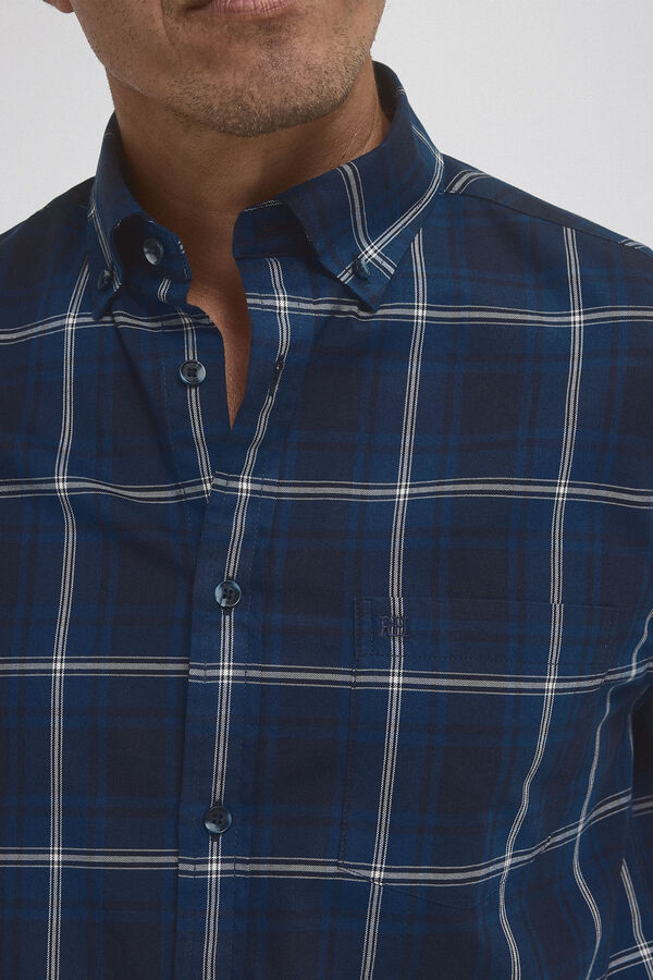 Pedro del Hierro Checked twill shirt Blue