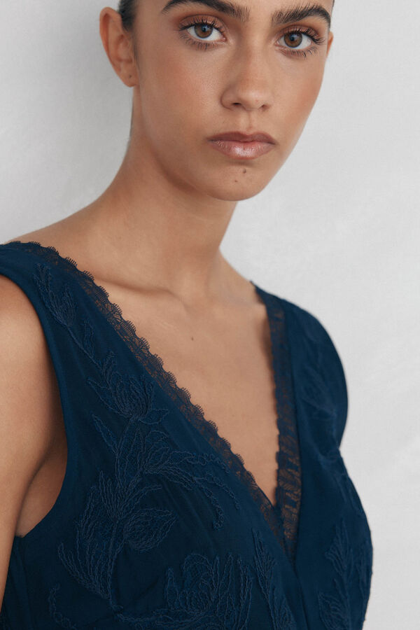 Pedro del Hierro Long fluid lace dress Blue