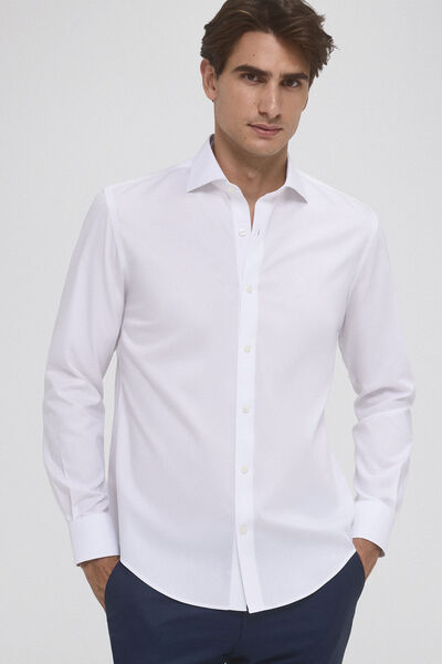 Pedro del Hierro Plain non iron + stain resistant dress shirt White