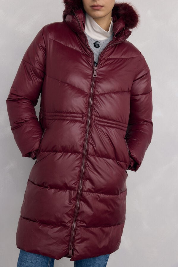 Pedro del Hierro Parka comprida capuz Bordeaux
