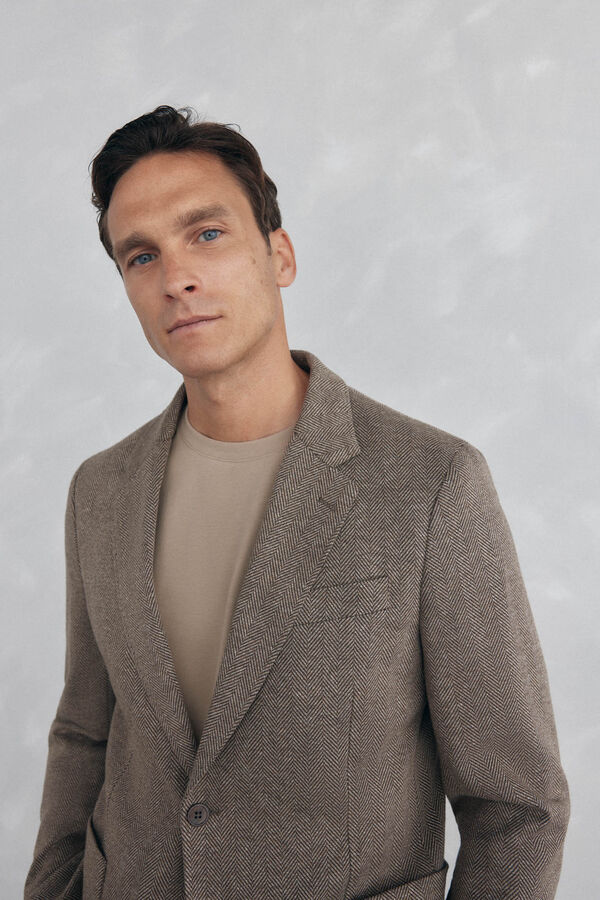 Pedro del Hierro herringbone jersey-knit with removable lining Brown