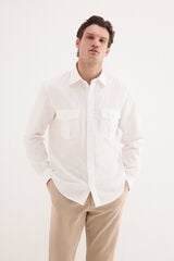 Pedro del Hierro Camisa lisa twill bolsillos Crudo