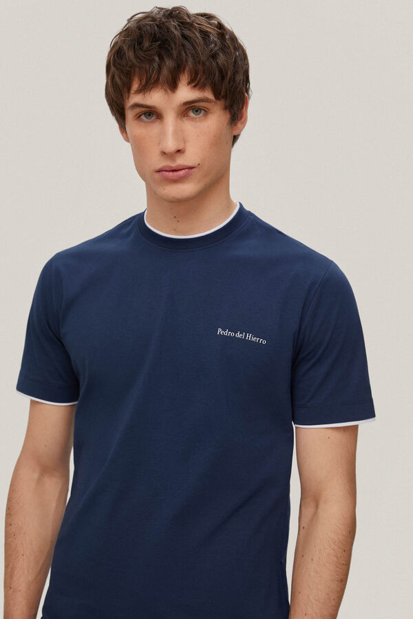 Pedro del Hierro Camiseta doble cuello Azul