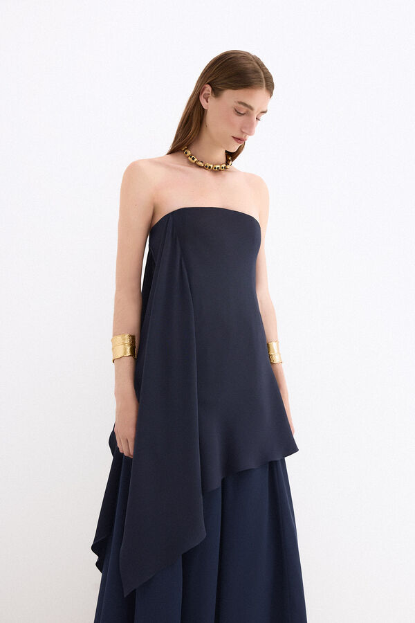 Pedro del Hierro Strapless long dress Blue