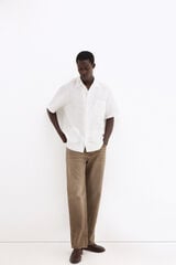 Pedro del Hierro Linen short sleeve Guayabera shirt Ecru