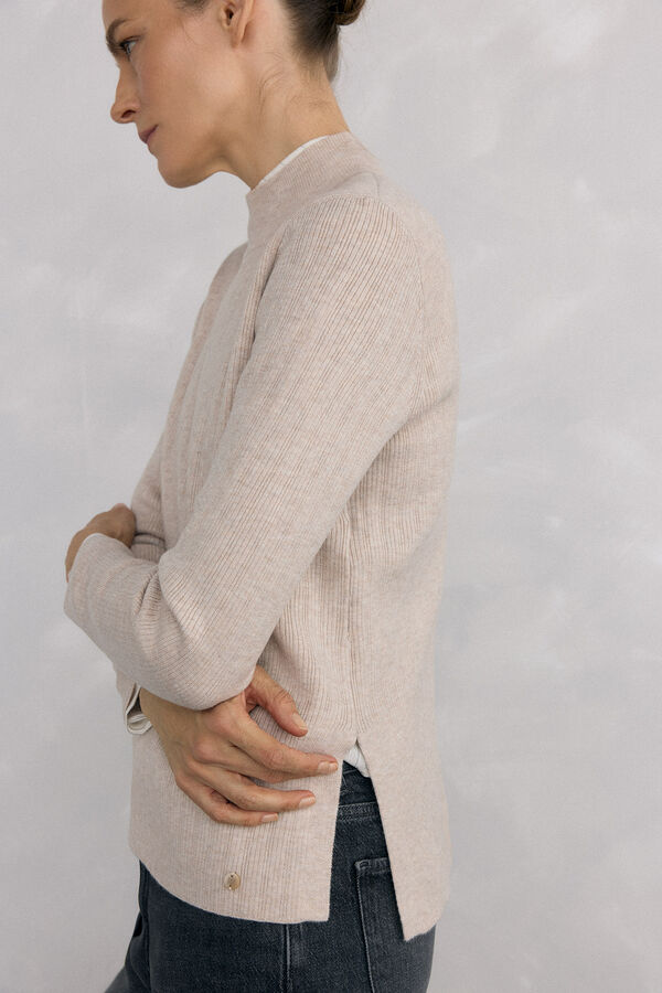 Pedro del Hierro Jersey efecto plisado canalé Ecru