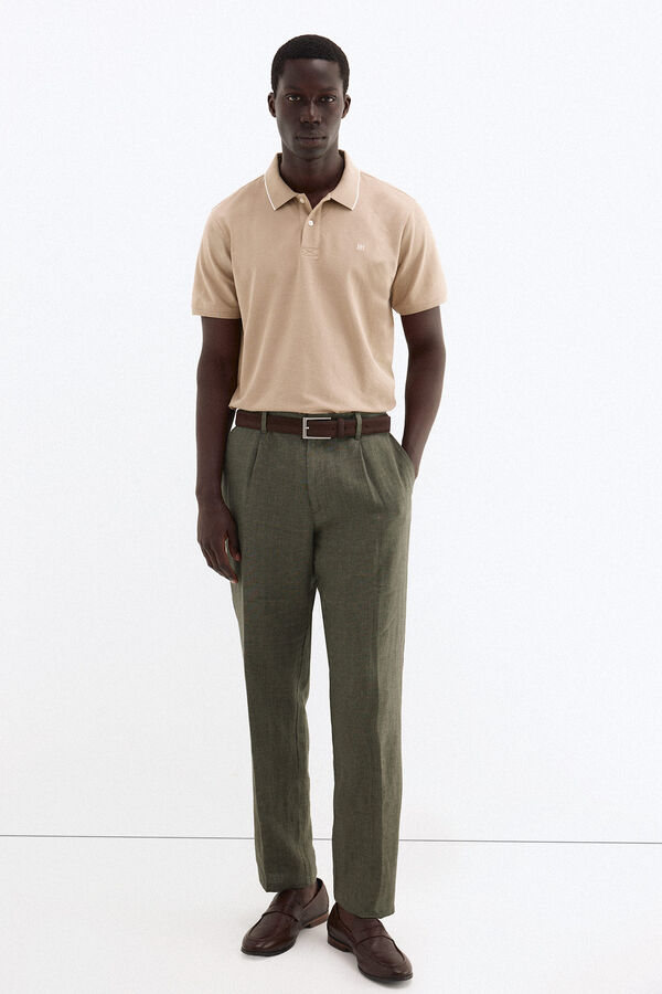 Pedro del Hierro Basic pique polo shirt Beige