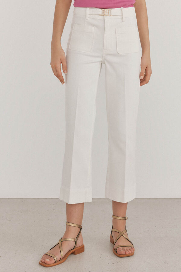 Pedro del Hierro Stovepipe cropped jeans Ecru