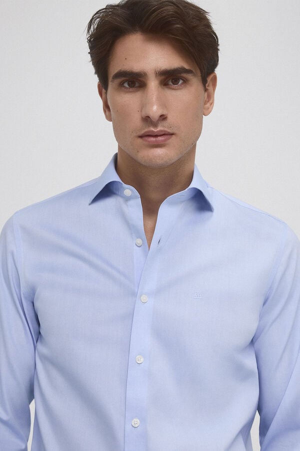 Pedro del Hierro Camisa de vestir non iron e antimanchas lisa regular fit Azul