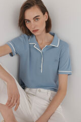 Pedro del Hierro Plain short-sleeved polo shirt Blue