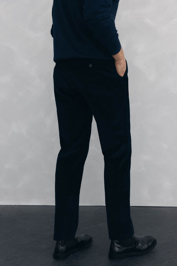 Pedro del Hierro Calça Chino de veludo grossa de regular fit Azul