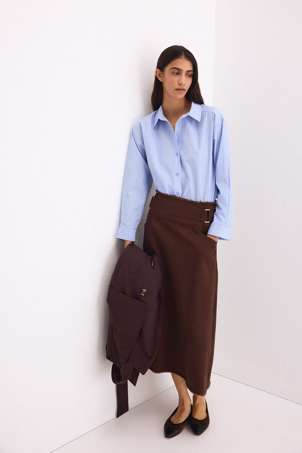 Pedro del Hierro Denim side buckles skirt Brown