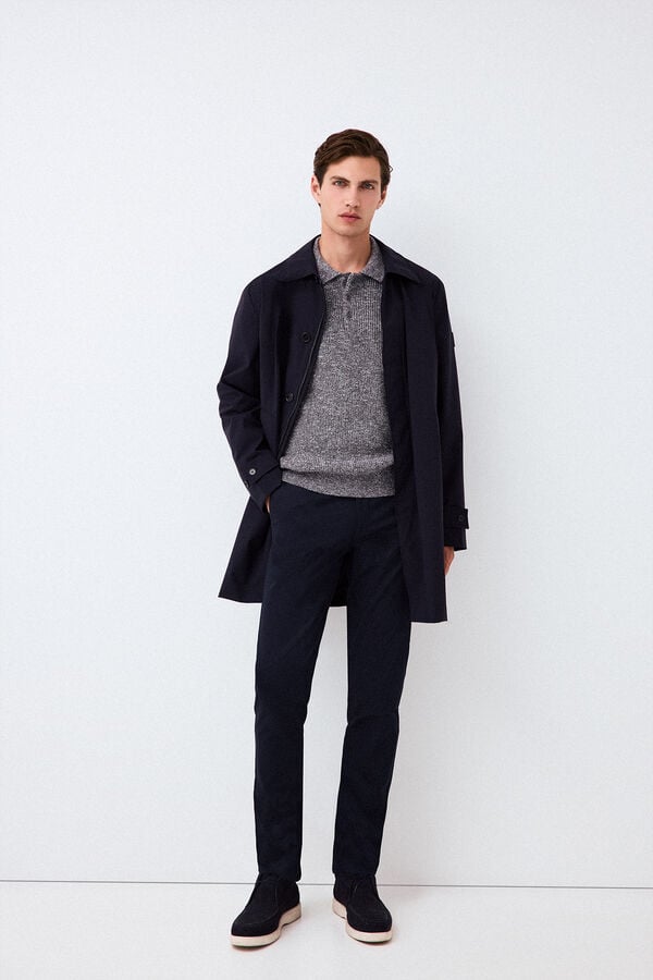 Pedro del Hierro Cotton knit polo neck jumper Grey