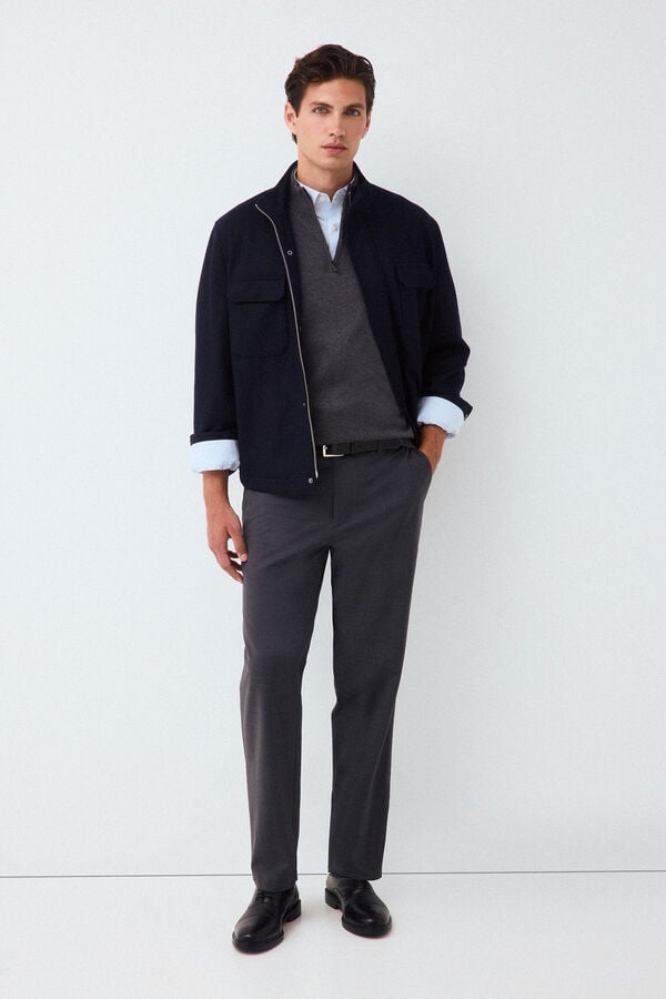 Pedro del Hierro Regular fit trousers with elasticated waist Grey