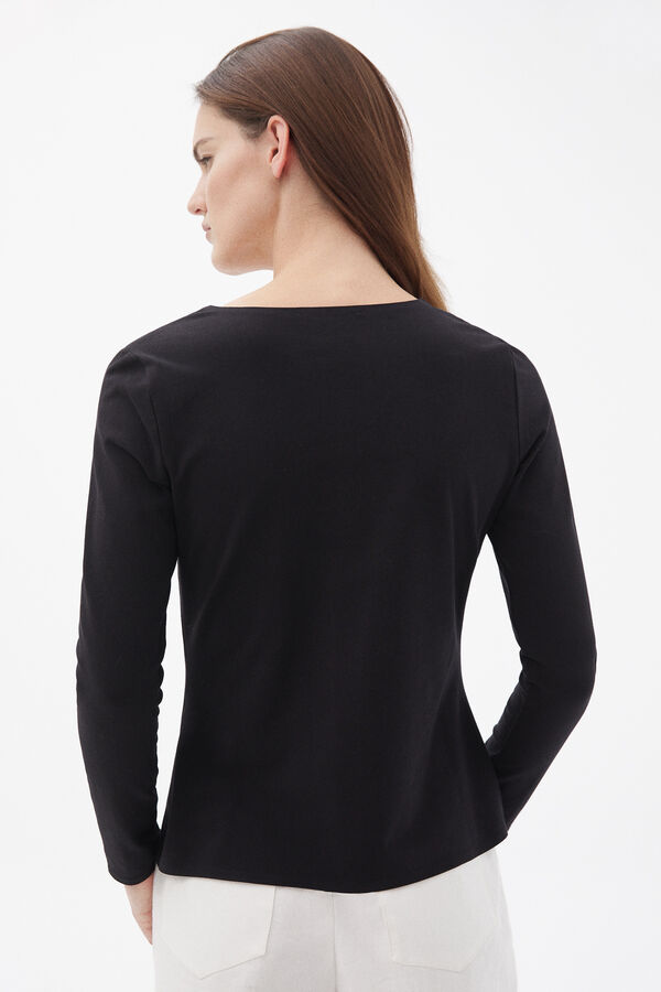 Pedro del Hierro Camiseta manga larga cuello pico Negro