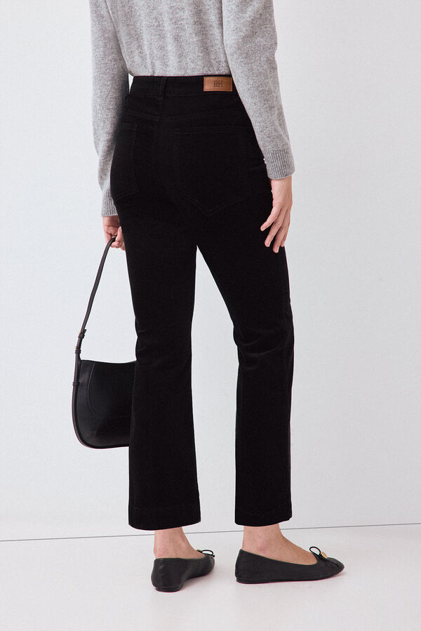 Pedro del Hierro Velvet flare cropped trousers Black