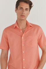 Pedro del Hierro Camisa de linho de tecido manga curta Vermelho