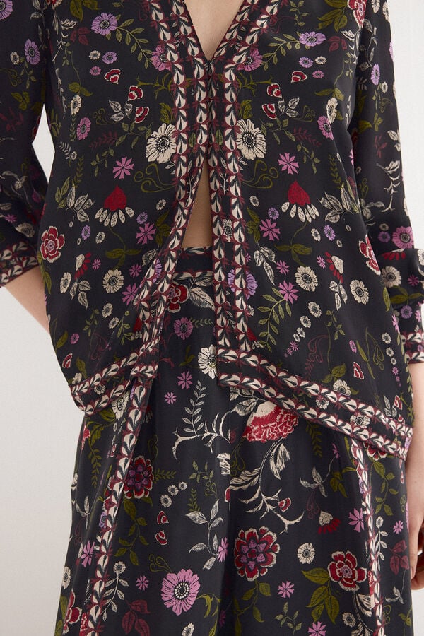 TFP by Tamara Falc&oacute; Border print blouse Black