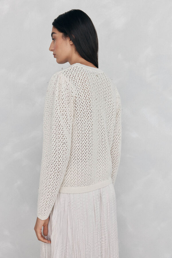 Pedro del Hierro malha de malha com cristais extravagantes Beige