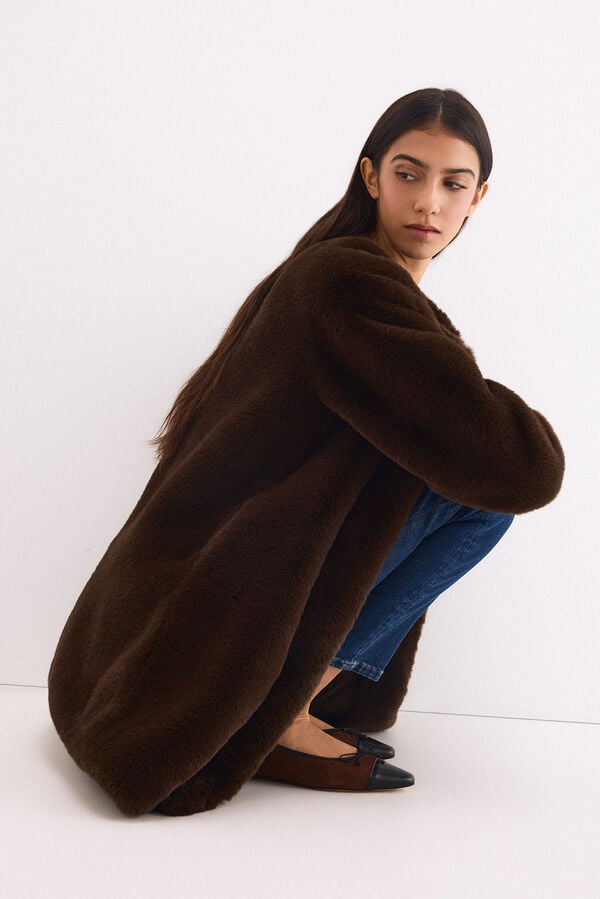 Pedro del Hierro Faux fur coat Brown