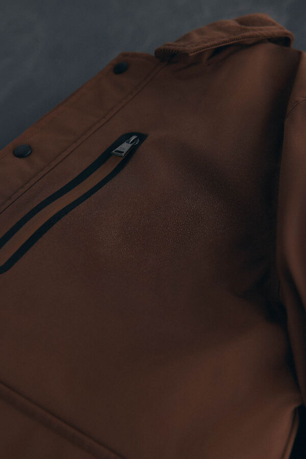 Pedro del Hierro Jacket with wool neck Brown