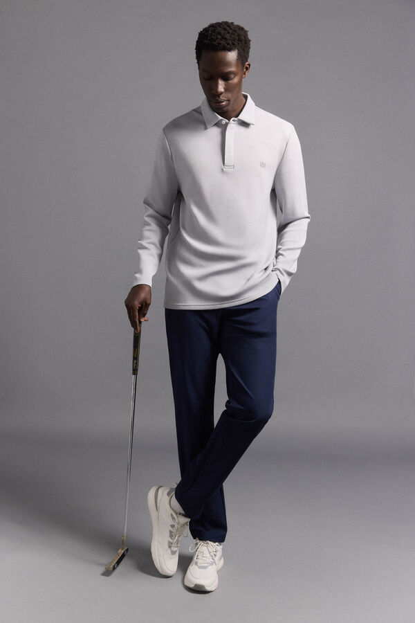 Pedro del Hierro Plain long sleeve golf polo shirt Grey
