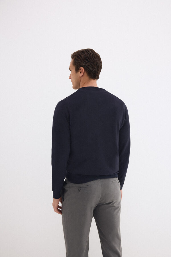 Pedro del Hierro Jersey punto algod&oacute;n premium cuello pico Azul