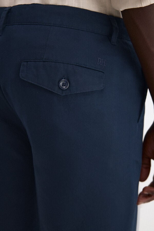 Pedro del Hierro Bermuda em linho e algod&atilde;o Azul