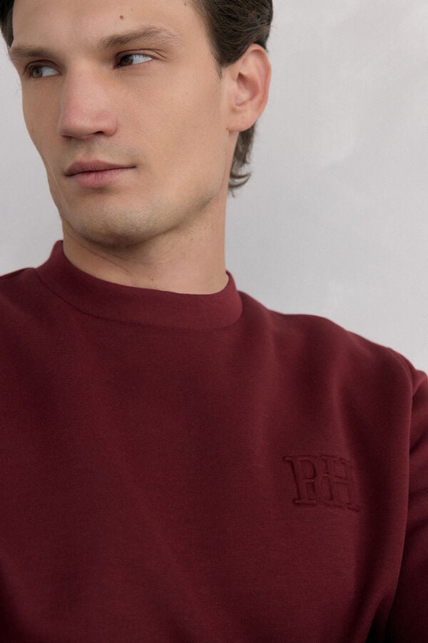 Pedro del Hierro Crew neck sweatshirt in technical fabric Burgundy