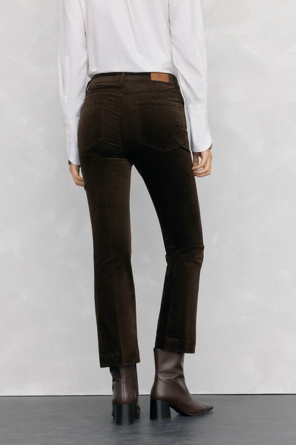 Pedro del Hierro Cropped flare velvet pants Brown