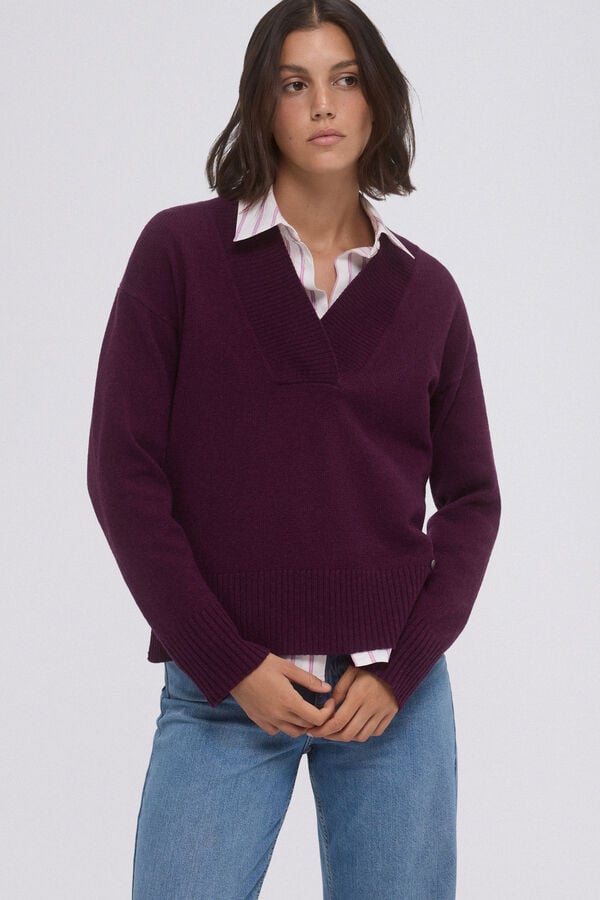 Pedro del Hierro Basic V sweater Purple