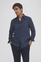 Pedro del Hierro Camisa twill cuadros cashmere touch Azul