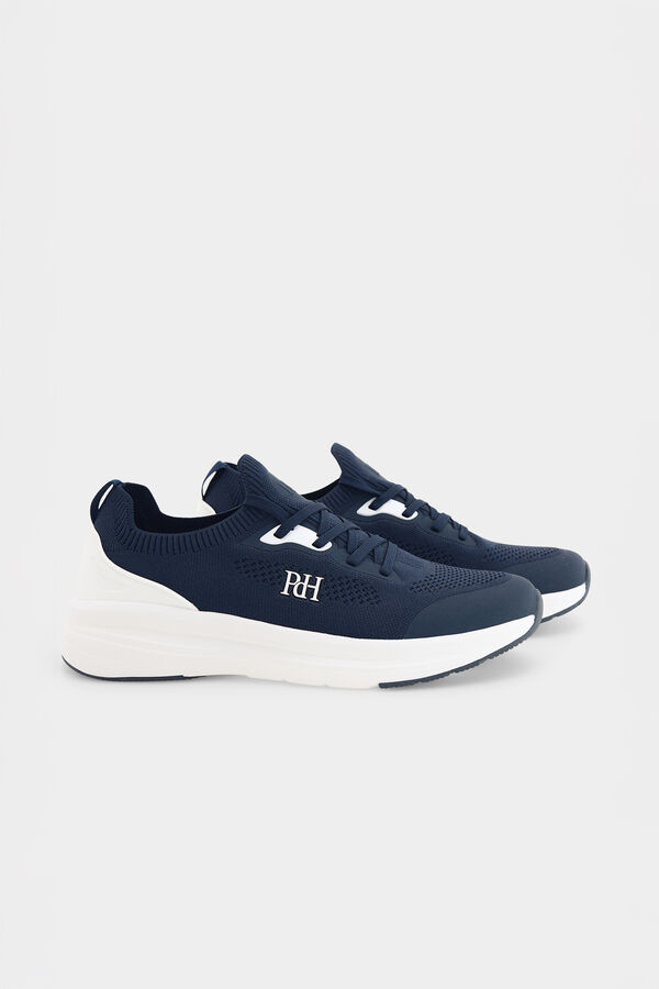 Pedro del Hierro Fabric lace-up sneaker Blue