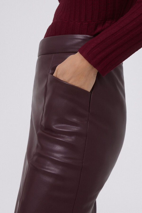 Pedro del Hierro Faux leather pencil skirt Purple