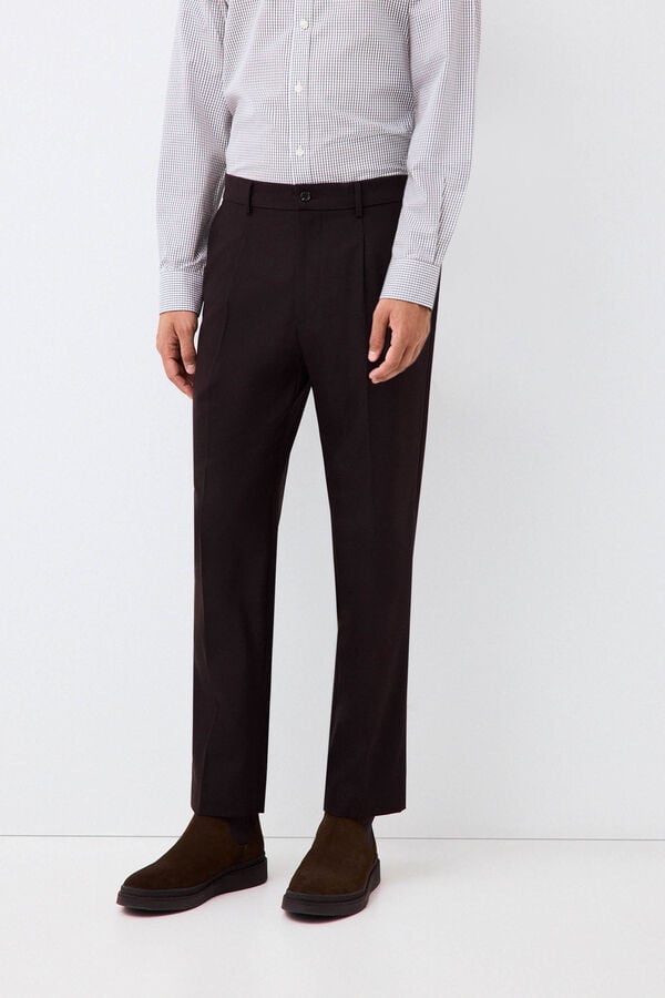 Pedro del Hierro Tapered tailored trousers Brown