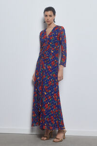 Pedro del Hierro Printed dress with lurex Turquoise