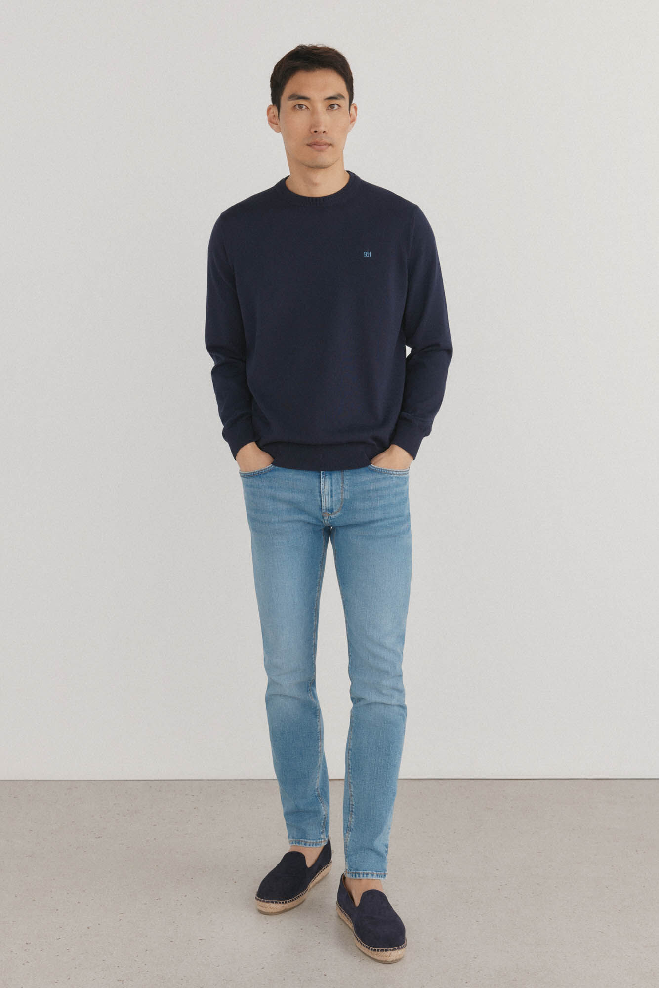 Pedro del Hierro Jersey fino algod&oacute;n premium cuello redondo